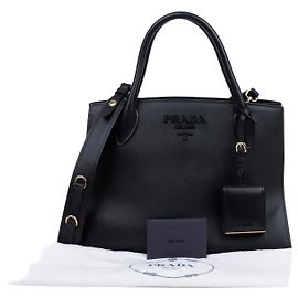 Prada Bolsa Tote de couro Saffiano monocromática preta Preto