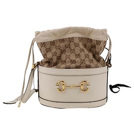 Gucci Borsa a secchiello Horsebit Bianca Bianco