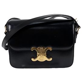 Céline Borsa a tracolla Tin Triope da donna in pelle di vitello lucida nera Nero