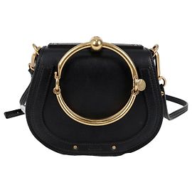Chloé Kleiner Nile Leder Tote und Schultertasche Schwarz Schwarz
