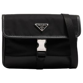 Prada Sac bandoulière en ré-nylon Saffiano Noir