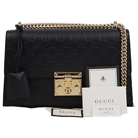Gucci Borsa a tracolla in pelle Padlock Medium Nera Nero