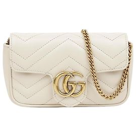 Gucci Bolsa GG Marmont Matelassé Super Mini Branco Branco