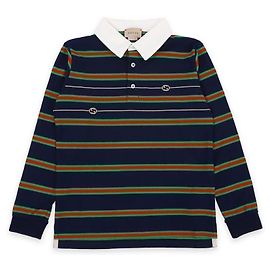 Gucci Maglietta a maniche lunghe a righe per bambini (Navy) Nero