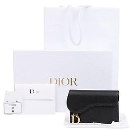 Dior Saddle Flap Card Wallet Black
