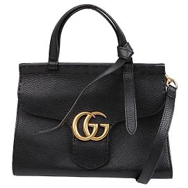 Gucci GG Marmont Mini Tote Shoulder Bag Black Black