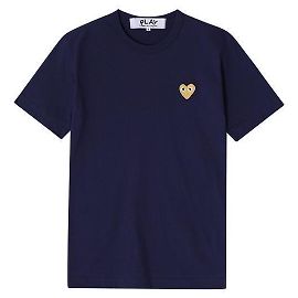 Comme Des Garcons T-shirt a maniche corte con patch a cuore dorato per uomo e donna Nero