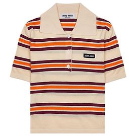 Miu Miu Polo de malha de seda e algodão Laranja