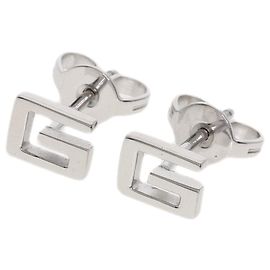 Gucci 18K White Gold G-Logo Stud Earrings Other
