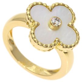 Anillo Vintage Alhambra Diamond Shell de Van Cleef & Arpels Dorado