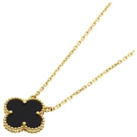 Van Cleef & Arpels Vintage Alhambra Onyx Necklace Golden