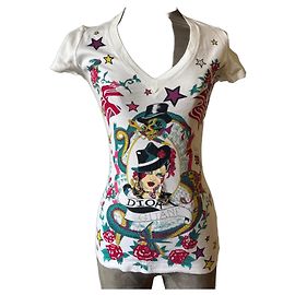 T-shirt estampada Christian Dior Gitane Branco Multicor