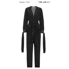 Chloé Polka Dot Printed Silk Jumpsuit Black White