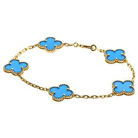 Pulsera charm Vintage Alhambra en ágata azul Van Cleef & Arpels Otro