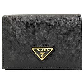 Prada Saffiano Bi-Fold Wallet in Black Black