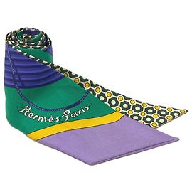 Hermès Lenço Twilly Hermes Verde Roxo Amarelo