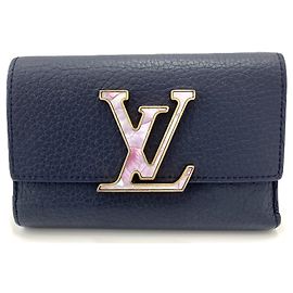 Louis Vuitton Portefeuille Capucines Compact Tri-fold Wallet Navy blue
