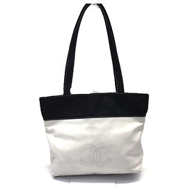 Sac cabas en cuir bicolore Chanel Blanc