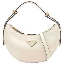 Prada Arche Small Logo Hardware 2-Way Handbag White