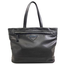 Sac cabas Prada Logo en cuir noir Noir
