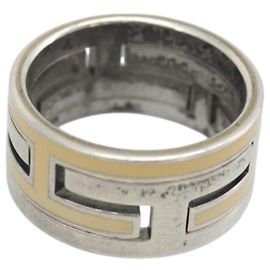 Hermès HERMES Move Ash Ring Ag925 Silver Beige Auth 192856M Silvery Beige