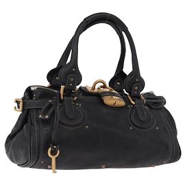 Chloé Borsa Chloe Paddington in pelle nera e oro Auth SW2641M Nero D'oro