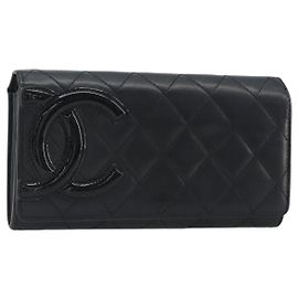 CHANEL Portafoglio Lungo Matelasse Cambon Line Pelle Nera Argento CC Auth 192277 Nero Argento