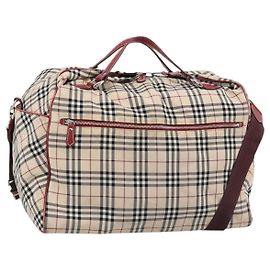 BURBERRY Blue Label Bolsa Boston em Canvas 2way Bege Prata Auth mr2676 Prata Bege