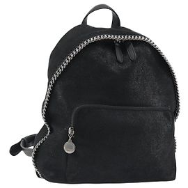 Autre Marque Stella MacCartney Falabella Chain Backpack Polyester Black 410905 Auth BA14378A Black Silvery