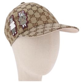 GUCCI GG Canvas Yuko Higuchi Baseball Cap Beige Pink Auth SW2657SM Pink Beige