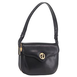 Borsa GUCCI in pelle nera e oro Auth gh2167 Nero D'oro