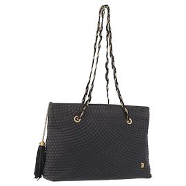 Bolsa de Ombro com Corrente BALLY em Couro Preto e Tom Dourado Auth 191794 Preto Outro