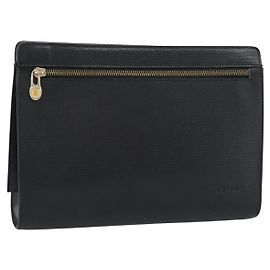 Céline CELINE Clutch Bag Leder Schwarz Gold Auth ep15100 Schwarz Golden