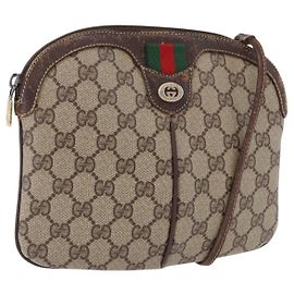Bolsa GUCCI GG Supreme Web Sherry Line em PVC Bege Ouro 904 02 047 Auth BA14476 Bege Dourado
