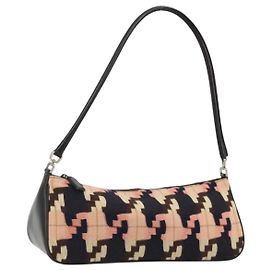 Bolsa de Ombro PRADA em Tecidos de Malha Rosa Prata Auth 191277V Prata Rosa