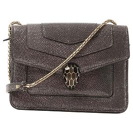 Bulgari Bolsa transversal de corrente em couro BVLGARI Serpenti na cor cinza Cinza