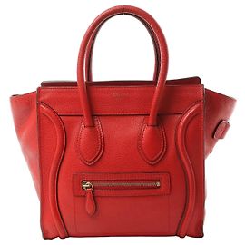 Céline Bolsa CELINE Luggage Micro de couro vermelha Vermelho
