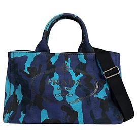 Sac cabas Prada Camouflage Canapa M à bandoulière Bleu Autre