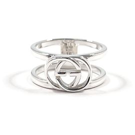 GUCCI Interlocking G Wide Ring Silvery
