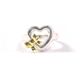 Tiffany & Co Tiffany Heart Ribbon Ring Silvery Golden