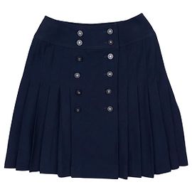 Mini gonna plissettata con bottoni Chanel by Karl Lagerfeld SS94 Blu navy