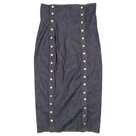 Dolce & Gabbana 2000s Buttoned Denim Maxi Skirt Blue