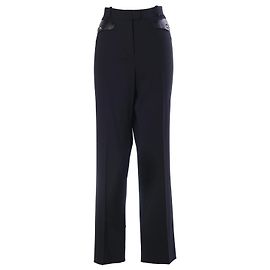 Pantalon noir ajusté Giorgio Armani avec détails en cuir Noir Autre