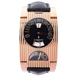 De Grisogono FG ONE N04 019281 18k PG x Leather AT Watch with Black Dial Black