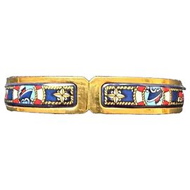 Michaela Frey Nautical Enamel Bangle Bracelet White Red Blue Golden