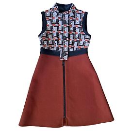 Louis Vuitton Fall/Winter 2014 Runway Geometric Dress Brown Black White Red Orange