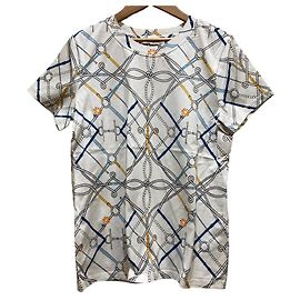 Hermès Camiseta de algodón Hermes parcours sans faute Blanco Azul Amarillo