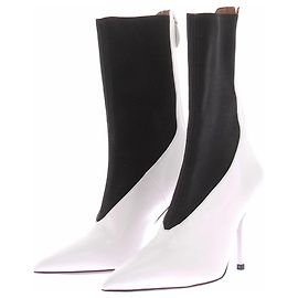 Alaïa Spitze Lederstiefeletten Weiß