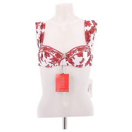 Autre Marque Weißes Bikini-Oberteil mit Blumenmuster Rot