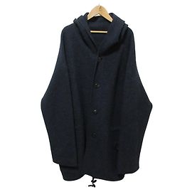 Autre Marque Casaco com capuz de lã e alpaca 45R Azul Azul marinho